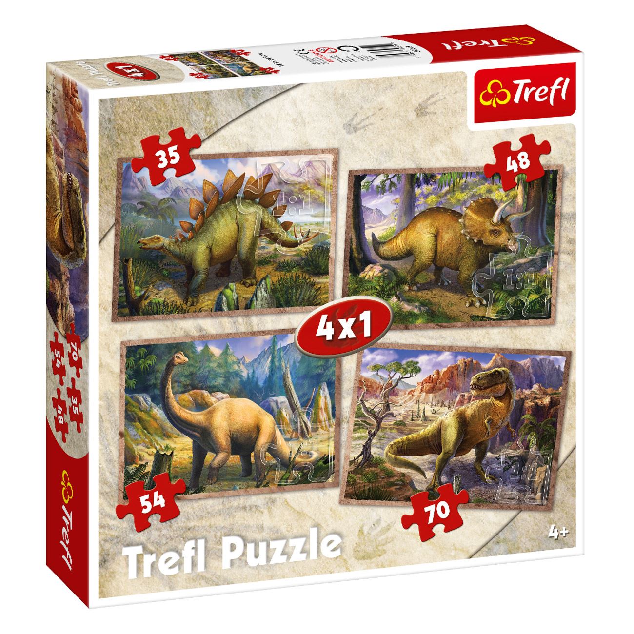 Dinoszauruszok 4 az 1-ben puzzle szett