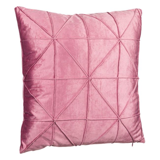 Dekoratív párna rózsaszín bársony geometriai alakzatok 45x45cm