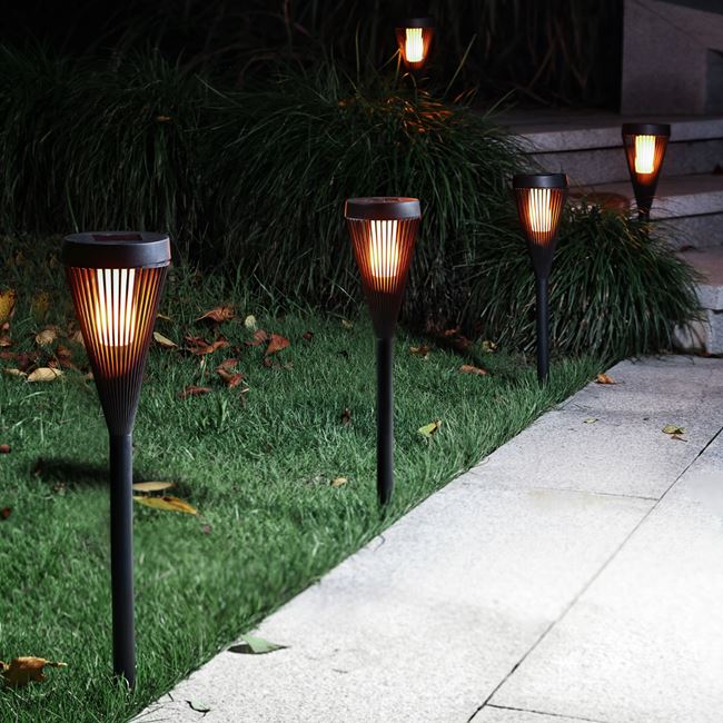 Napelemes lámpás LED gyertya lánghatással műanyag fekete 35.5cm