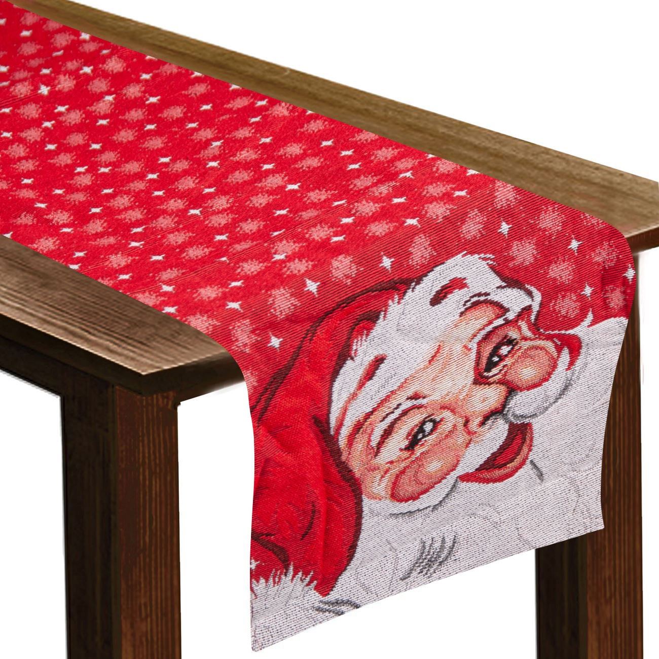 Karácsonyi futó asztalterítő piros Mikulás 150x33 cm