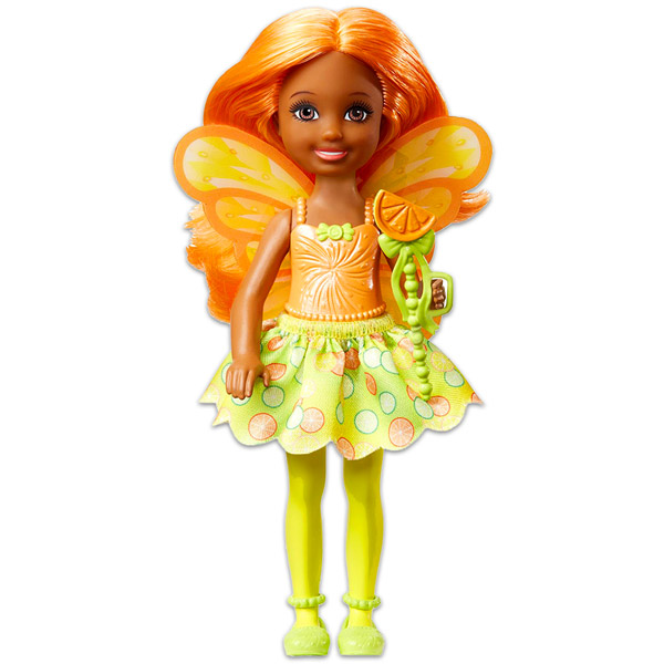 Barbie Dreamtopia: Narancssárga felsős, barna Tündér Chelsea baba