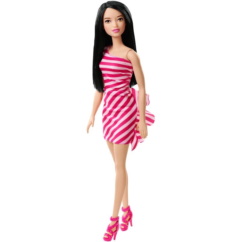 Barbie modern csíkos piros ruha