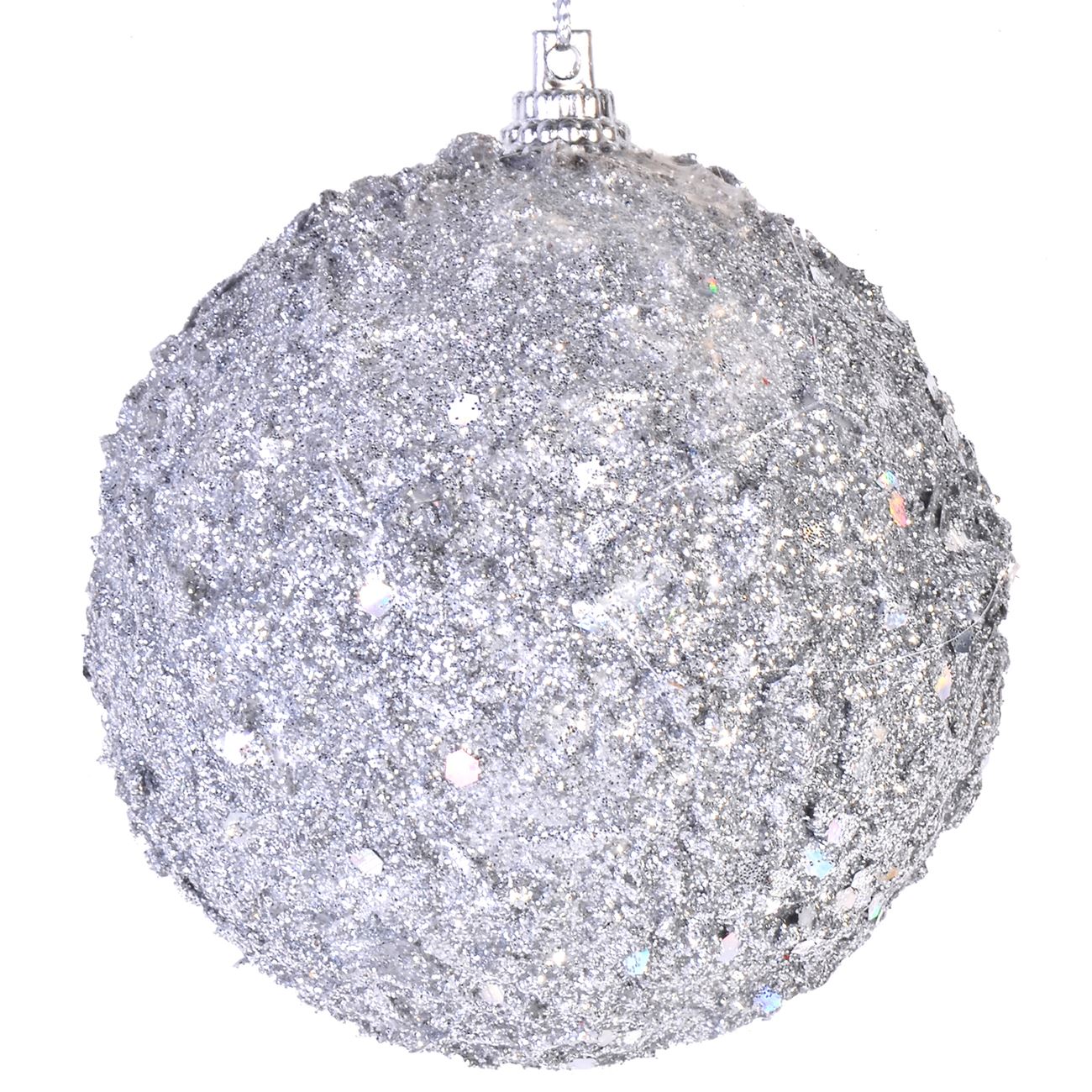 6 db 8 cm-es ezüst karácsonyfa dísz gömb