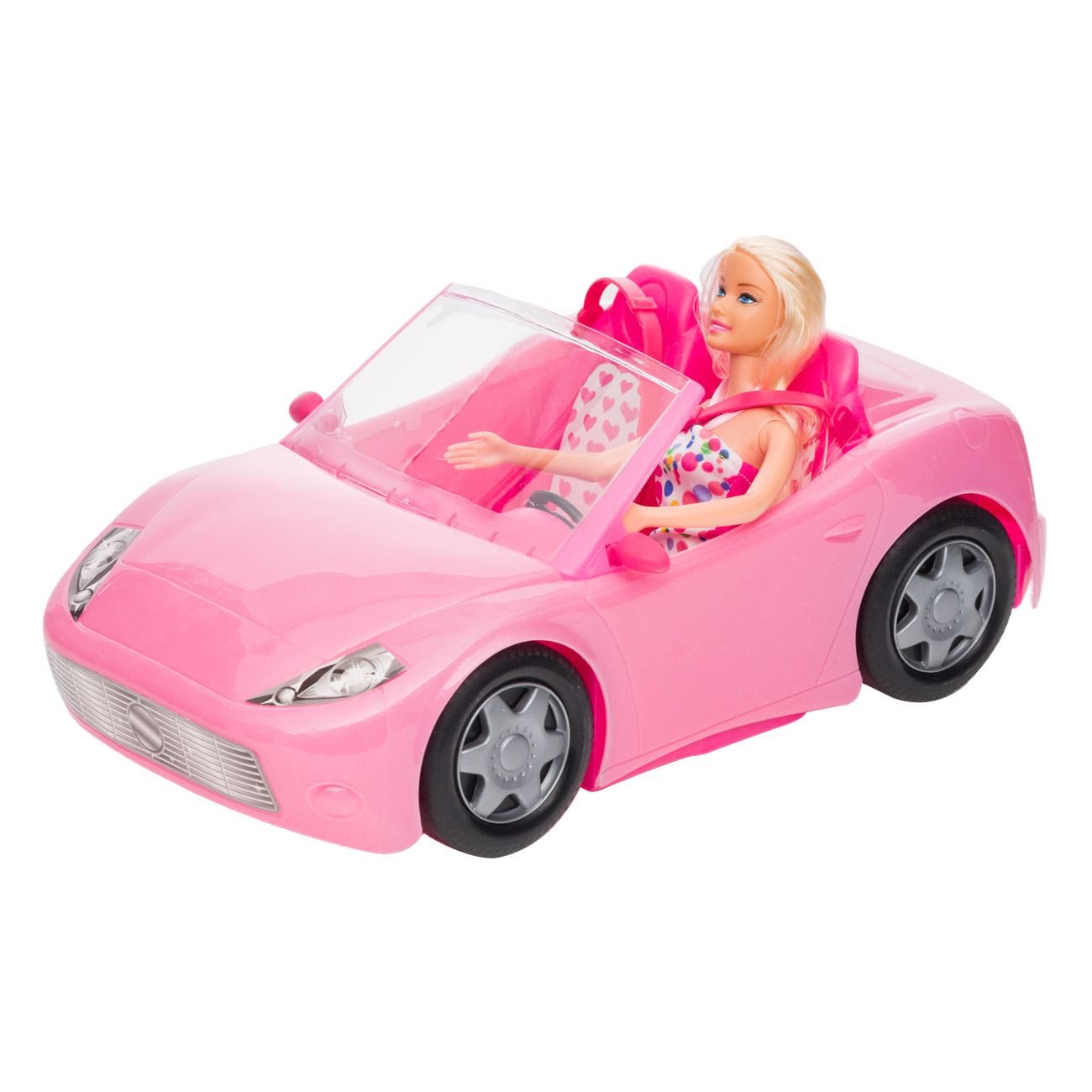 Rózsaszín cabrio babával 