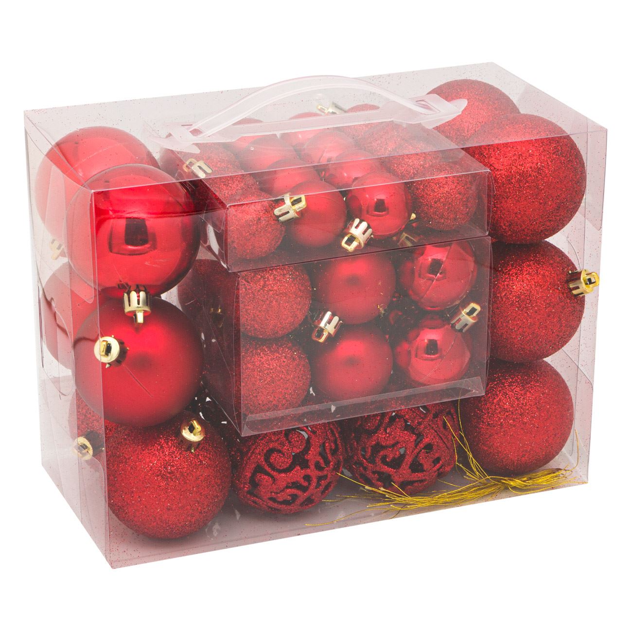 50 db-os karácsonyfa gömb készlet Piros