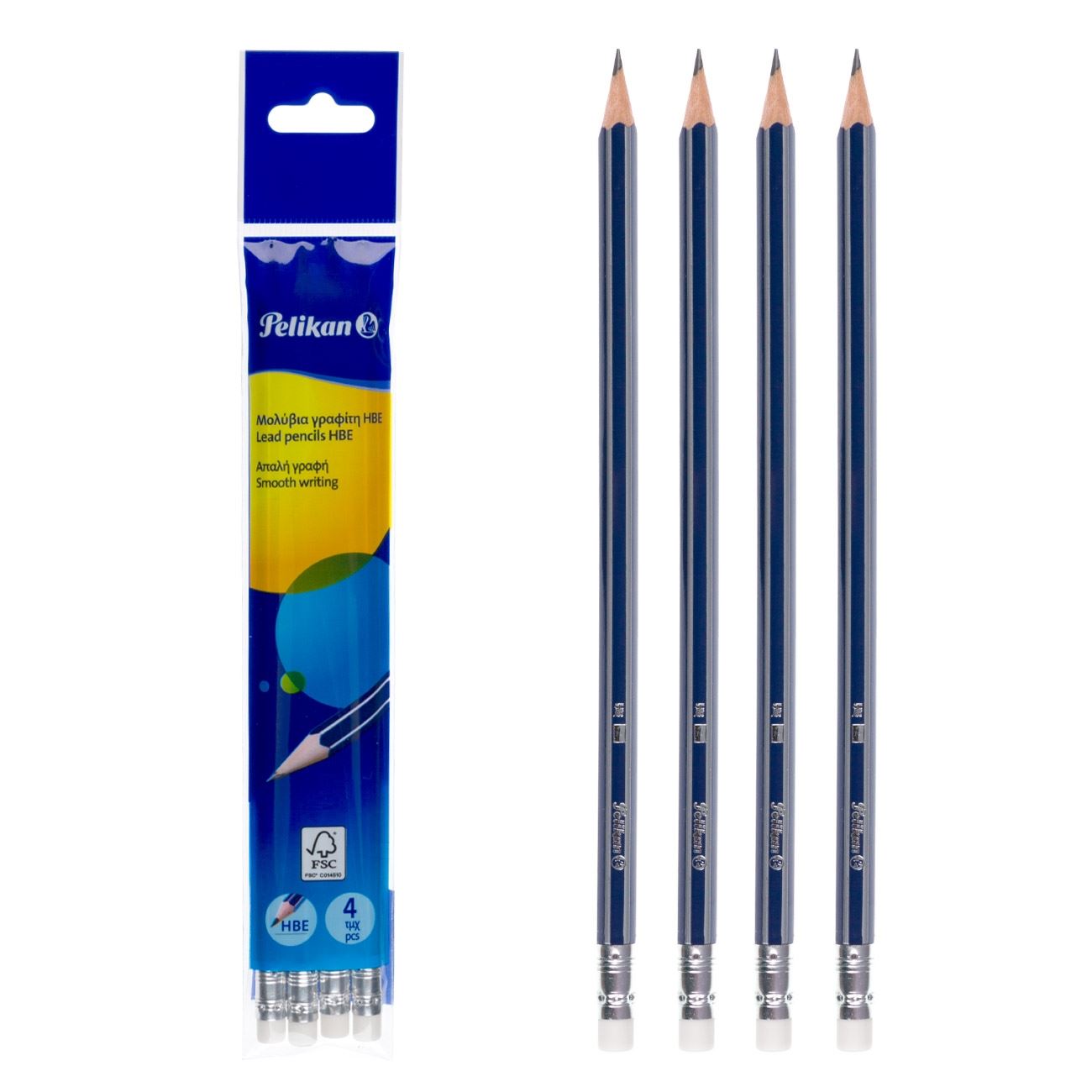 Pelikán kék csíkos ceruza készlet Pelikán radírral - 4 db.
