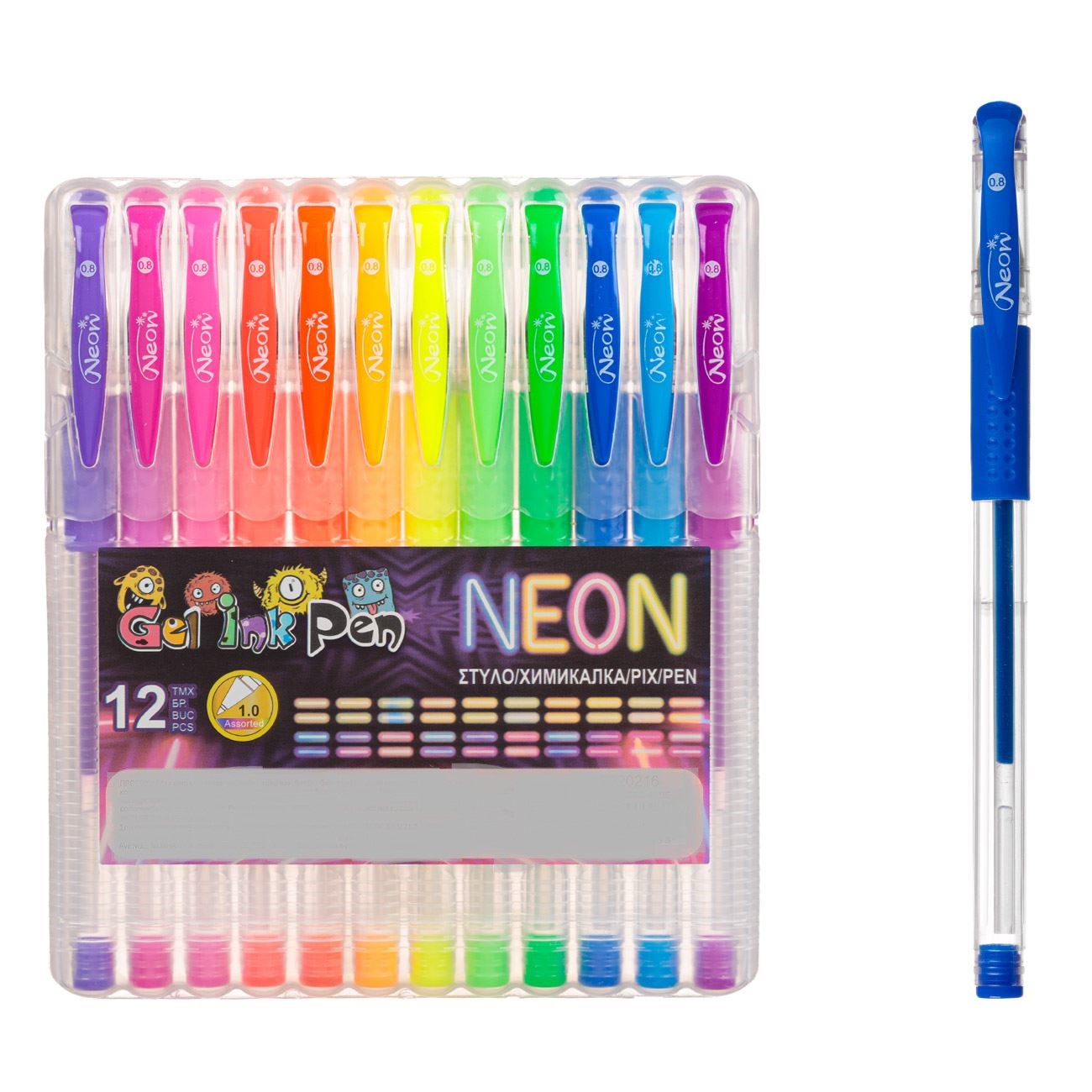 Neon színű zselés toll készlet 12 db-os